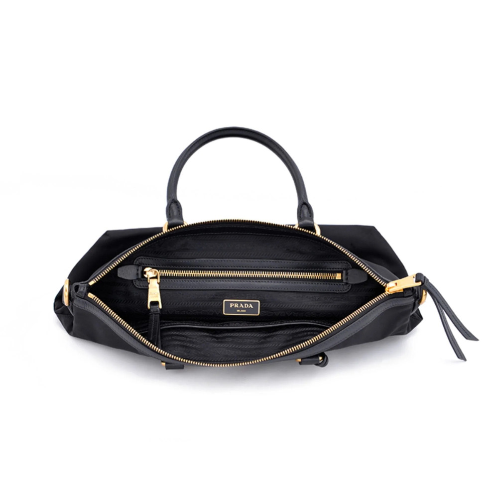 Prada Tessuto Nylon Black Leather Clochette Crossbody Tote - Picture 9 of 11